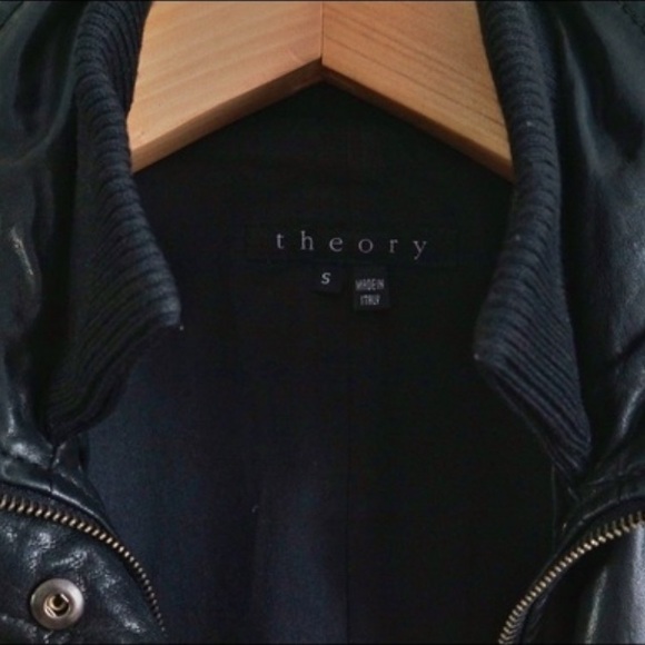 Women's Theory Karlin Rock Leather Bomber Jacket - Picture 4 of 4